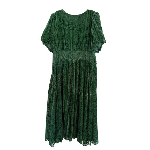 NWT Anthropologie Maxi Dress Green Puff-Sleeve Burnout Velvet 24W, 3X Boho Party - Picture 6 of 9